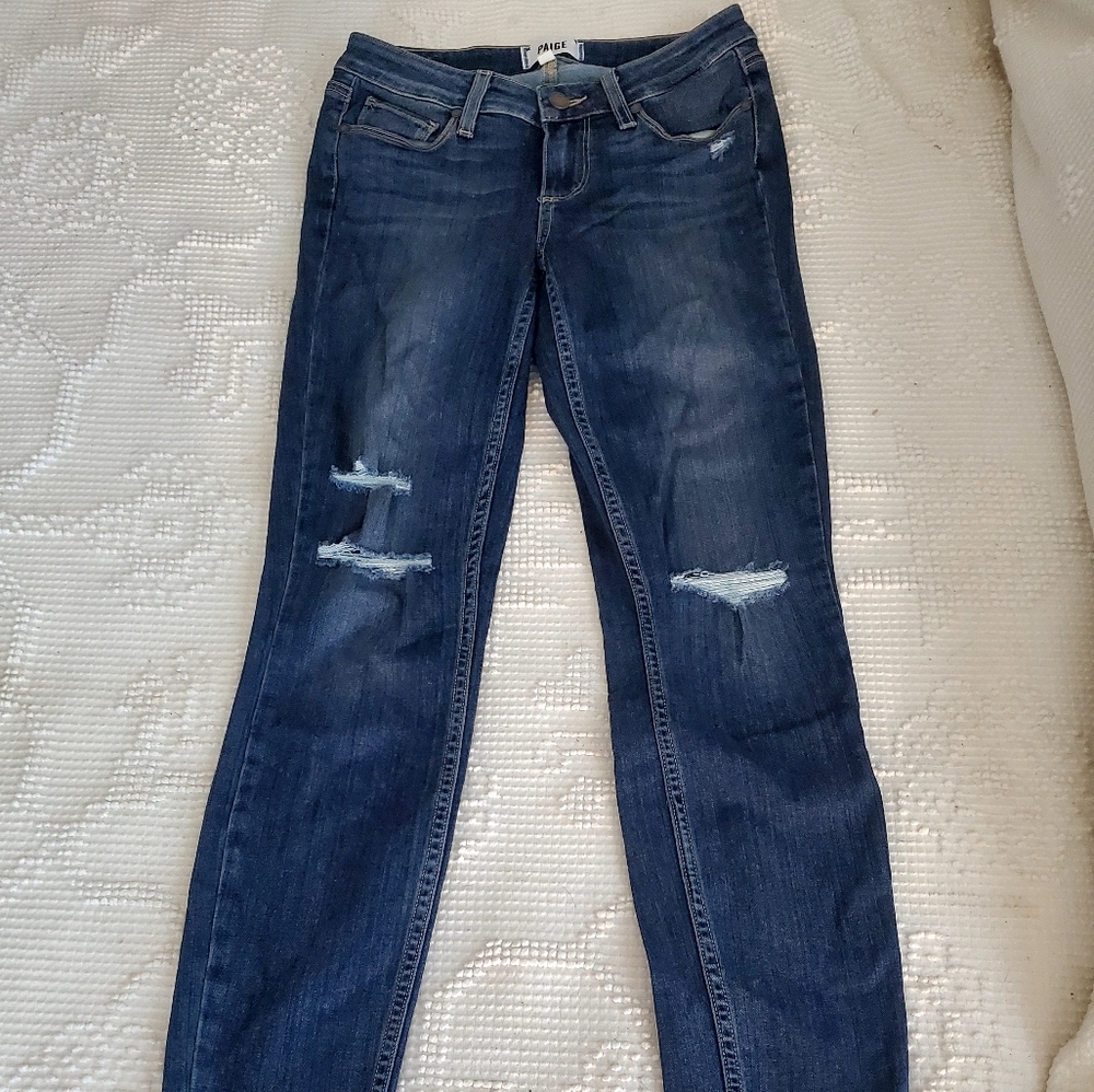 Paige distressed skinny jeans